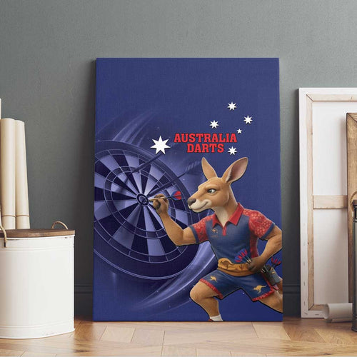Australia Kangaroo Mascot Darts Canvas Wall Art Blue Edition