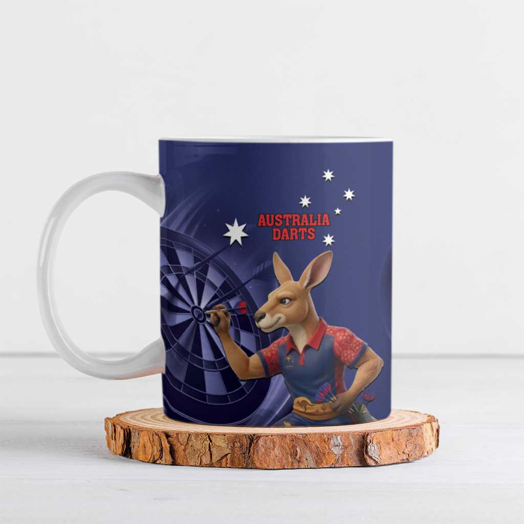 Australia Kangaroo Mascot Darts Ceramic Mug Blue Edition