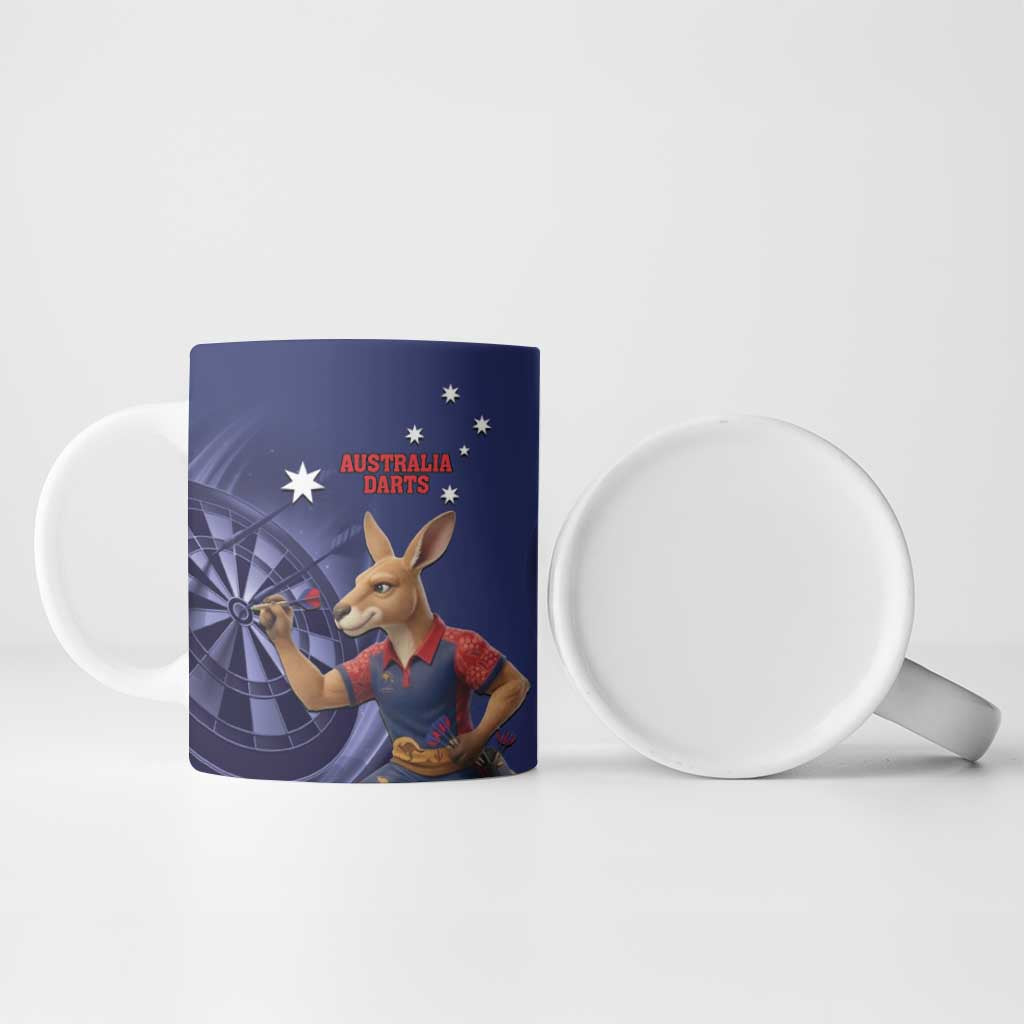 Australia Kangaroo Mascot Darts Ceramic Mug Blue Edition