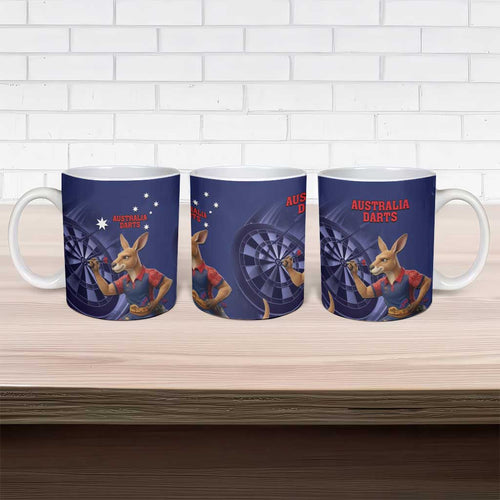 Australia Kangaroo Mascot Darts Ceramic Mug Blue Edition