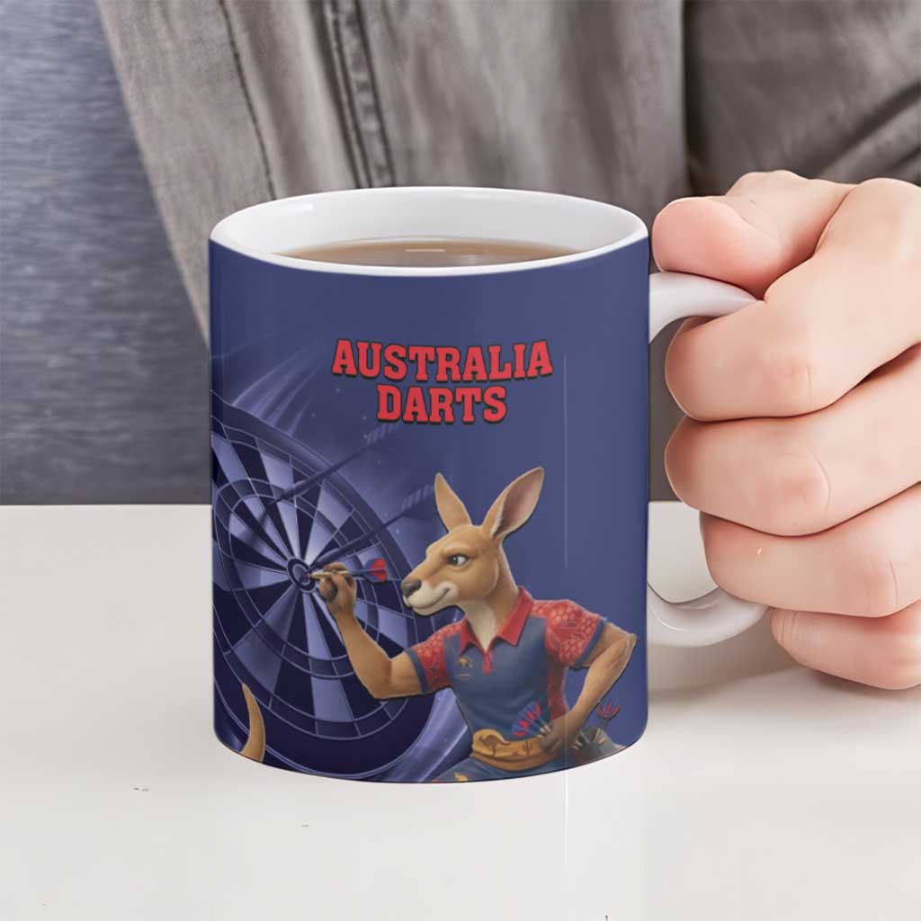 Australia Kangaroo Mascot Darts Ceramic Mug Blue Edition
