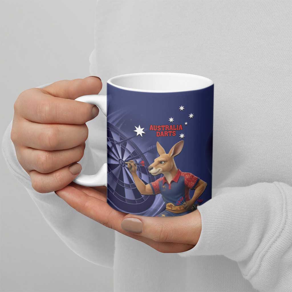 Australia Kangaroo Mascot Darts Ceramic Mug Blue Edition
