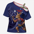 Australia Kangaroo Mascot Darts Cross Shoulder Shirt Blue Edition