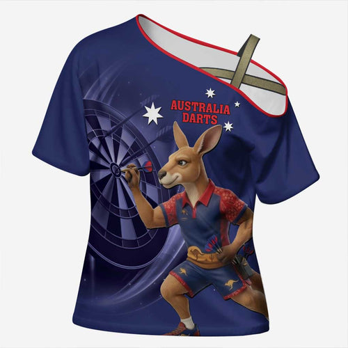 Australia Kangaroo Mascot Darts Cross Shoulder Shirt Blue Edition