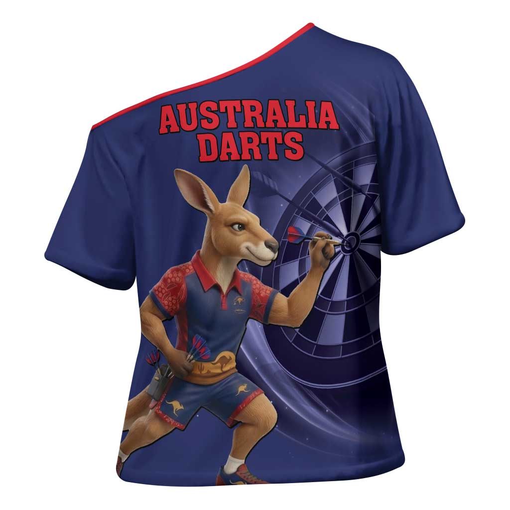 Australia Kangaroo Mascot Darts Cross Shoulder Shirt Blue Edition