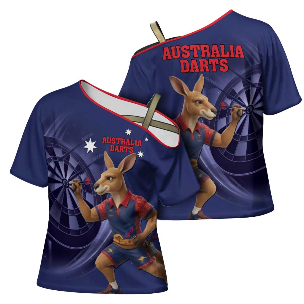 Australia Kangaroo Mascot Darts Cross Shoulder Shirt Blue Edition