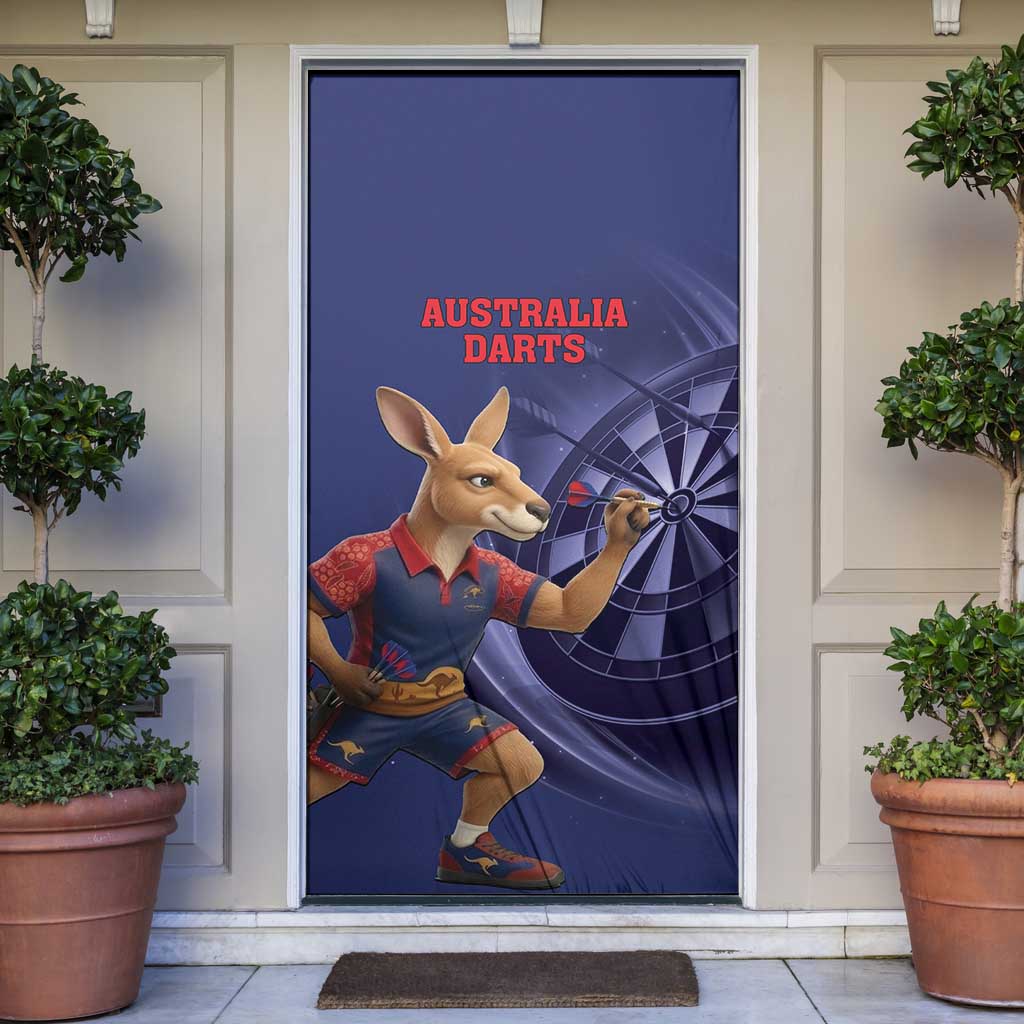 Australia Kangaroo Mascot Darts Door Cover Blue Edition