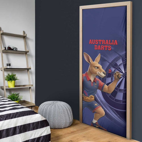 Australia Kangaroo Mascot Darts Door Cover Blue Edition