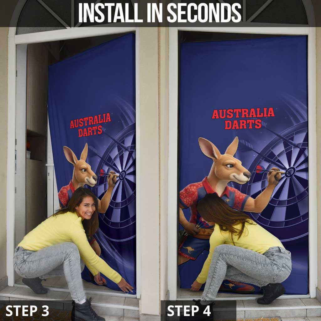 Australia Kangaroo Mascot Darts Door Cover Blue Edition