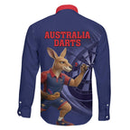 Australia Kangaroo Mascot Darts Family Matching Off Shoulder Short Dress and Hawaiian Shirt Blue Edition
