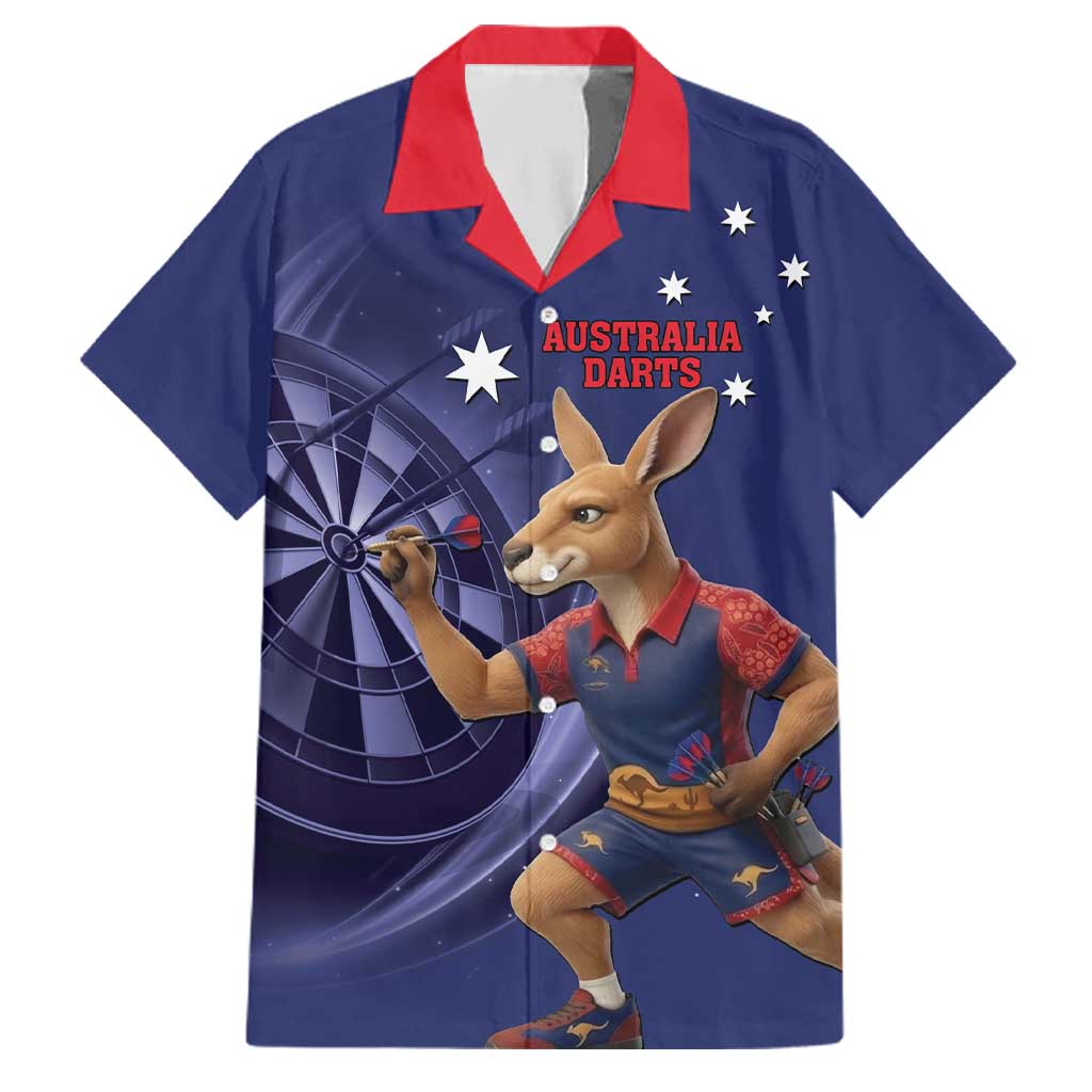 Australia Kangaroo Mascot Darts Family Matching Summer Maxi Dress and Hawaiian Shirt Blue Edition