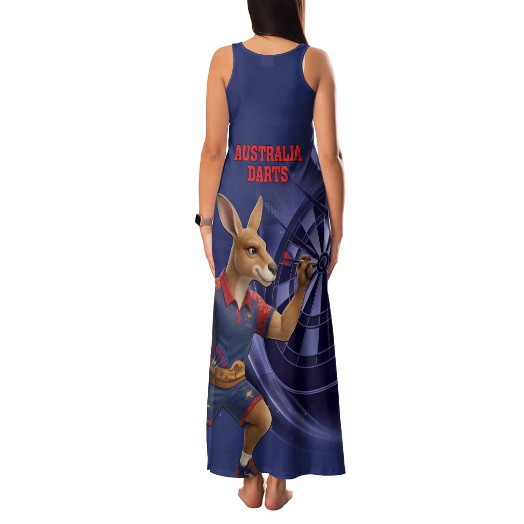 Australia Kangaroo Mascot Darts Family Matching Tank Maxi Dress and Hawaiian Shirt Blue Edition