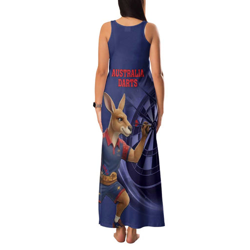 Australia Kangaroo Mascot Darts Family Matching Tank Maxi Dress and Hawaiian Shirt Blue Edition