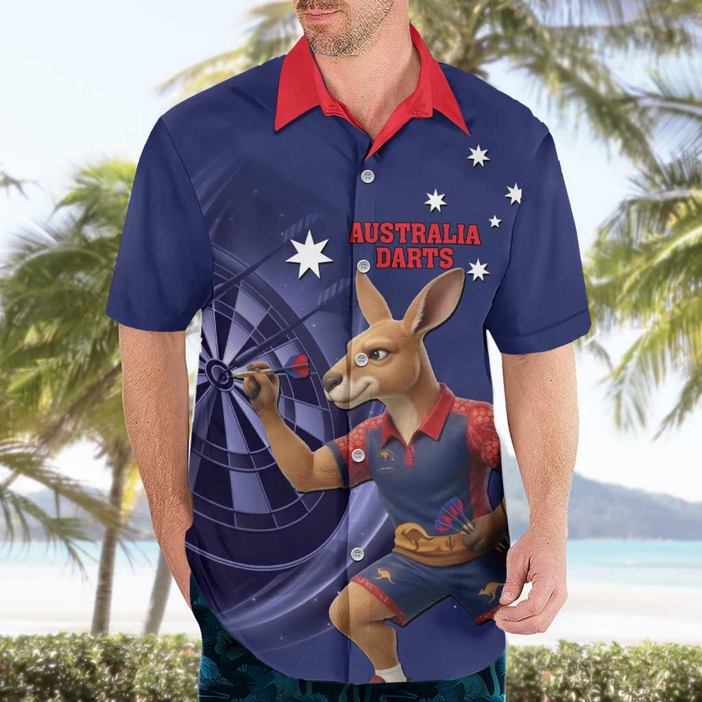Australia Kangaroo Mascot Darts Hawaiian Shirt Blue Edition