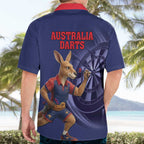 Australia Kangaroo Mascot Darts Hawaiian Shirt Blue Edition