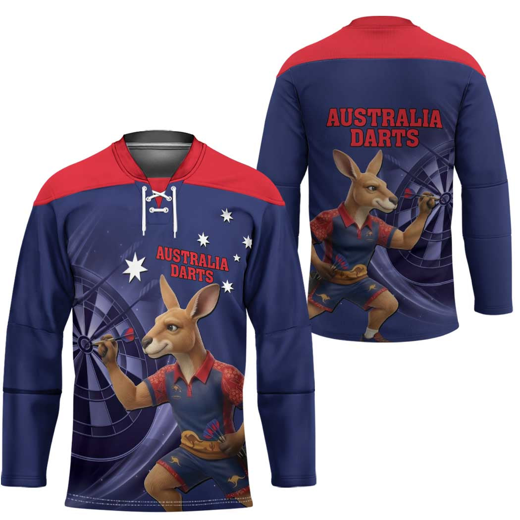 Australia Kangaroo Mascot Darts Hockey Jersey Blue Edition