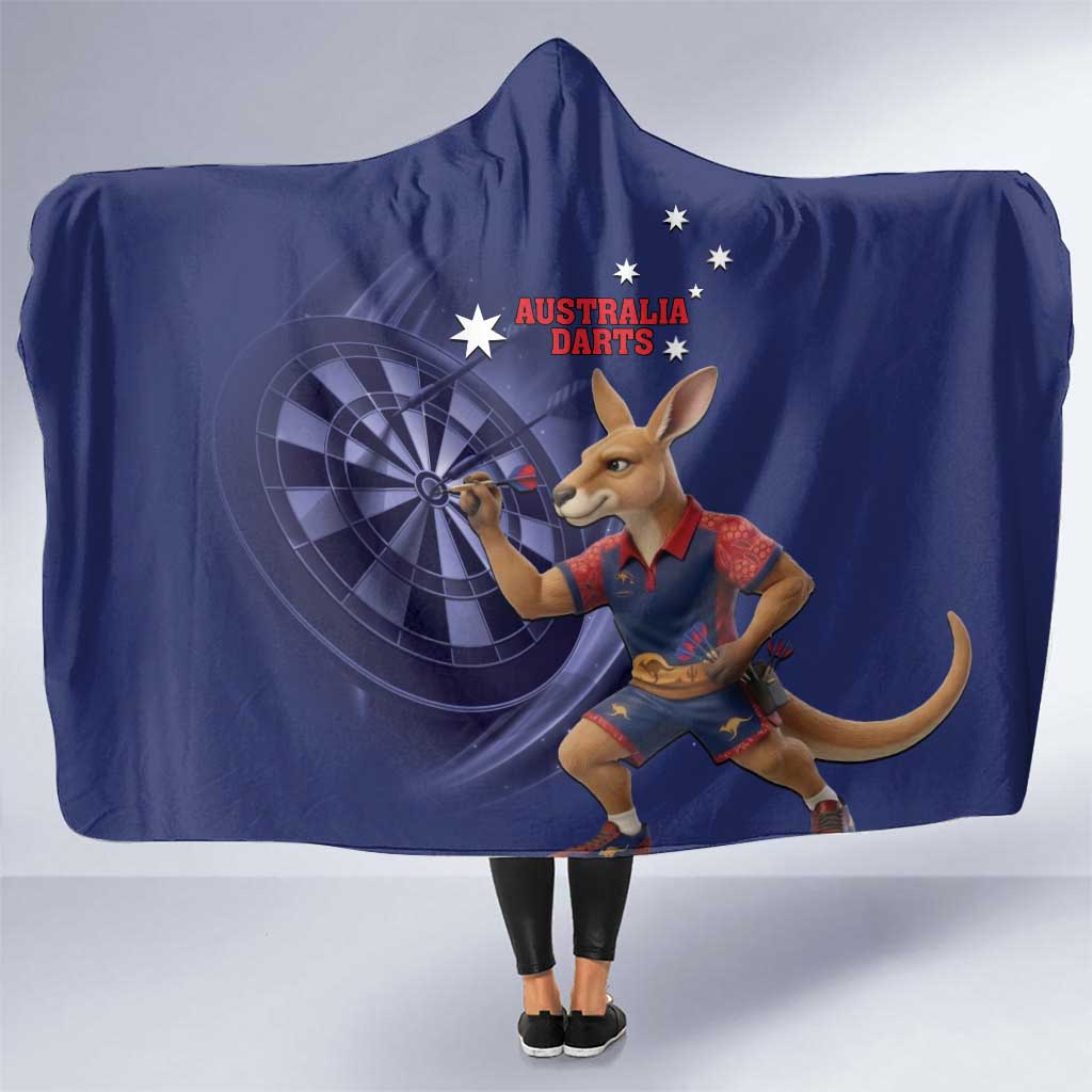 Australia Kangaroo Mascot Darts Hooded Blanket Blue Edition