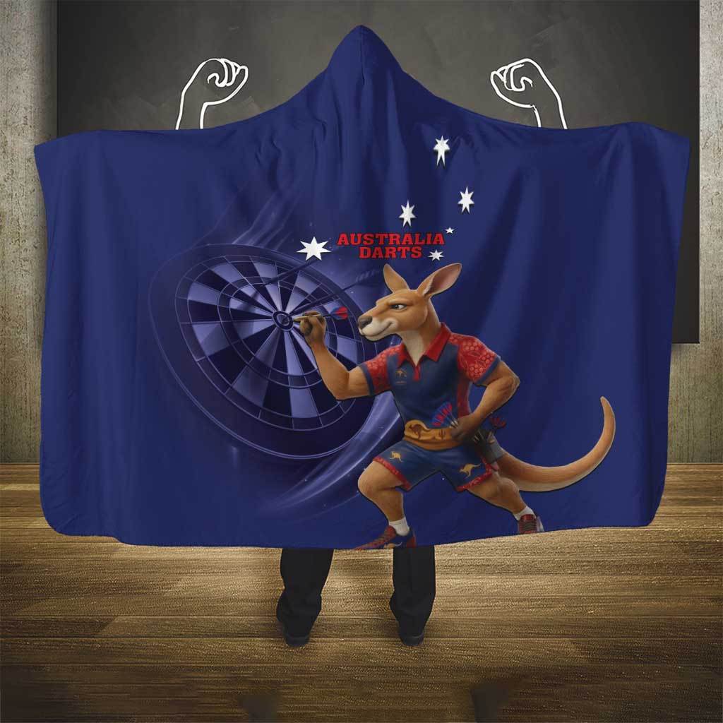 Australia Kangaroo Mascot Darts Hooded Blanket Blue Edition