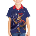 Australia Kangaroo Mascot Darts Kid Hawaiian Shirt Blue Edition