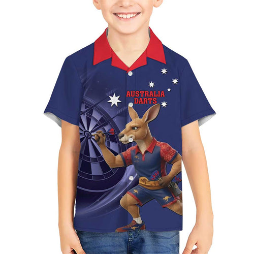 Australia Kangaroo Mascot Darts Kid Hawaiian Shirt Blue Edition