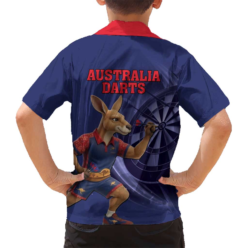 Australia Kangaroo Mascot Darts Kid Hawaiian Shirt Blue Edition