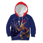 Australia Kangaroo Mascot Darts Kid Hoodie Blue Edition