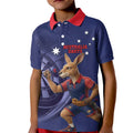 Australia Kangaroo Mascot Darts Kid Polo Shirt Blue Edition