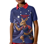 Australia Kangaroo Mascot Darts Kid Polo Shirt Blue Edition