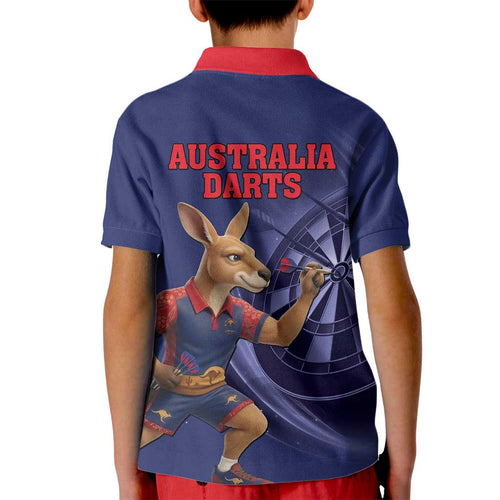 Australia Kangaroo Mascot Darts Kid Polo Shirt Blue Edition