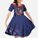 Australia Kangaroo Mascot Darts Kid Short Sleeve Dress Blue Edition