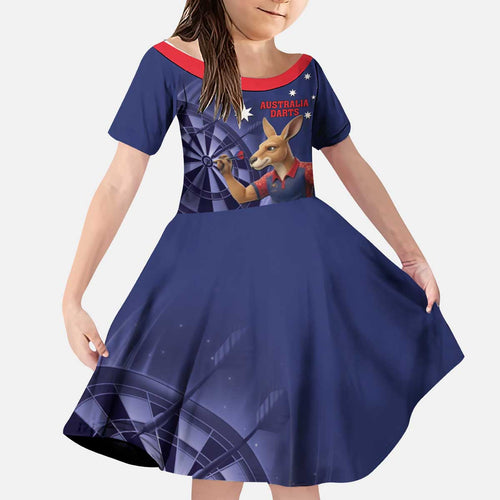 Australia Kangaroo Mascot Darts Kid Short Sleeve Dress Blue Edition