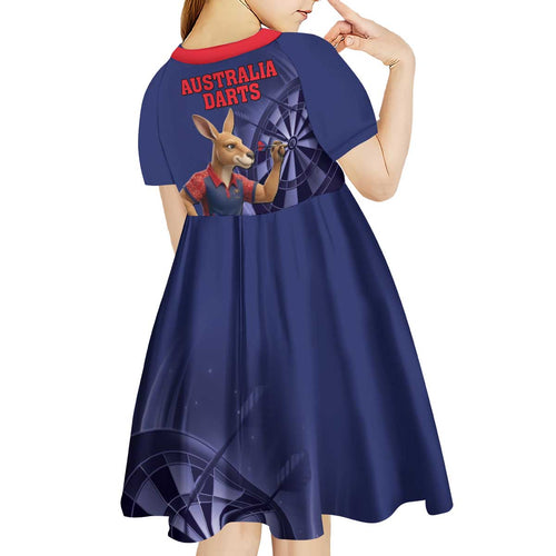 Australia Kangaroo Mascot Darts Kid Short Sleeve Dress Blue Edition