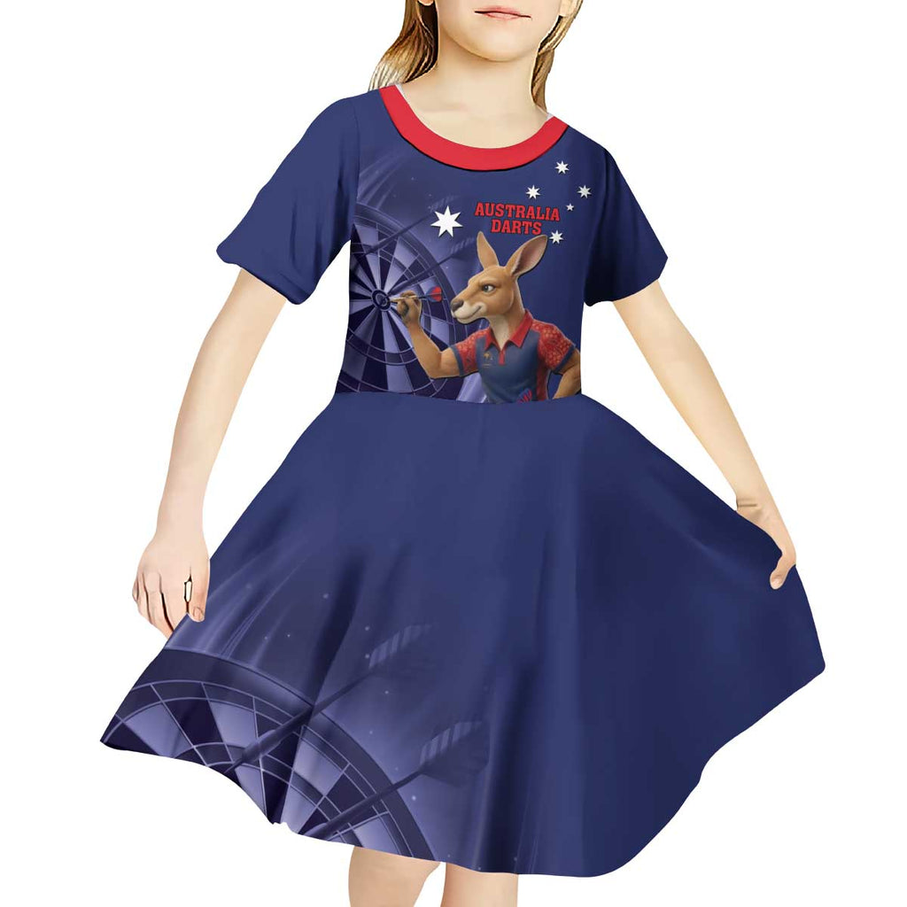Australia Kangaroo Mascot Darts Kid Short Sleeve Dress Blue Edition