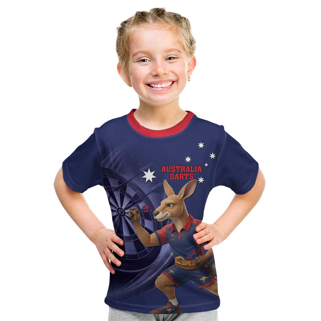Australia Kangaroo Mascot Darts Kid T Shirt Blue Edition