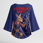Australia Kangaroo Mascot Darts Kimono Sleeve Blouse Blue Edition