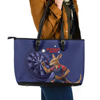 Australia Kangaroo Mascot Darts Leather Tote Bag Blue Edition