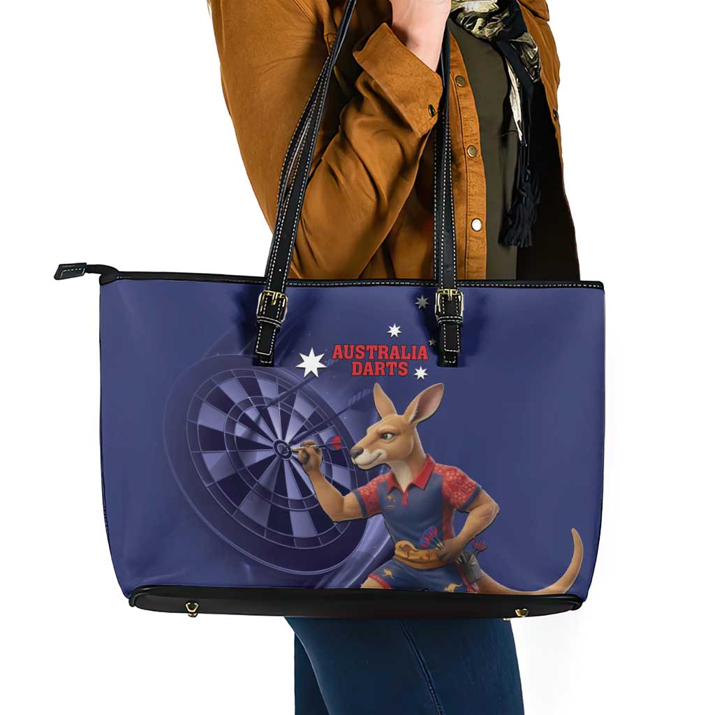 Australia Kangaroo Mascot Darts Leather Tote Bag Blue Edition