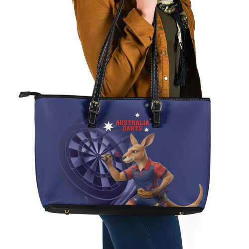 Australia Kangaroo Mascot Darts Leather Tote Bag Blue Edition