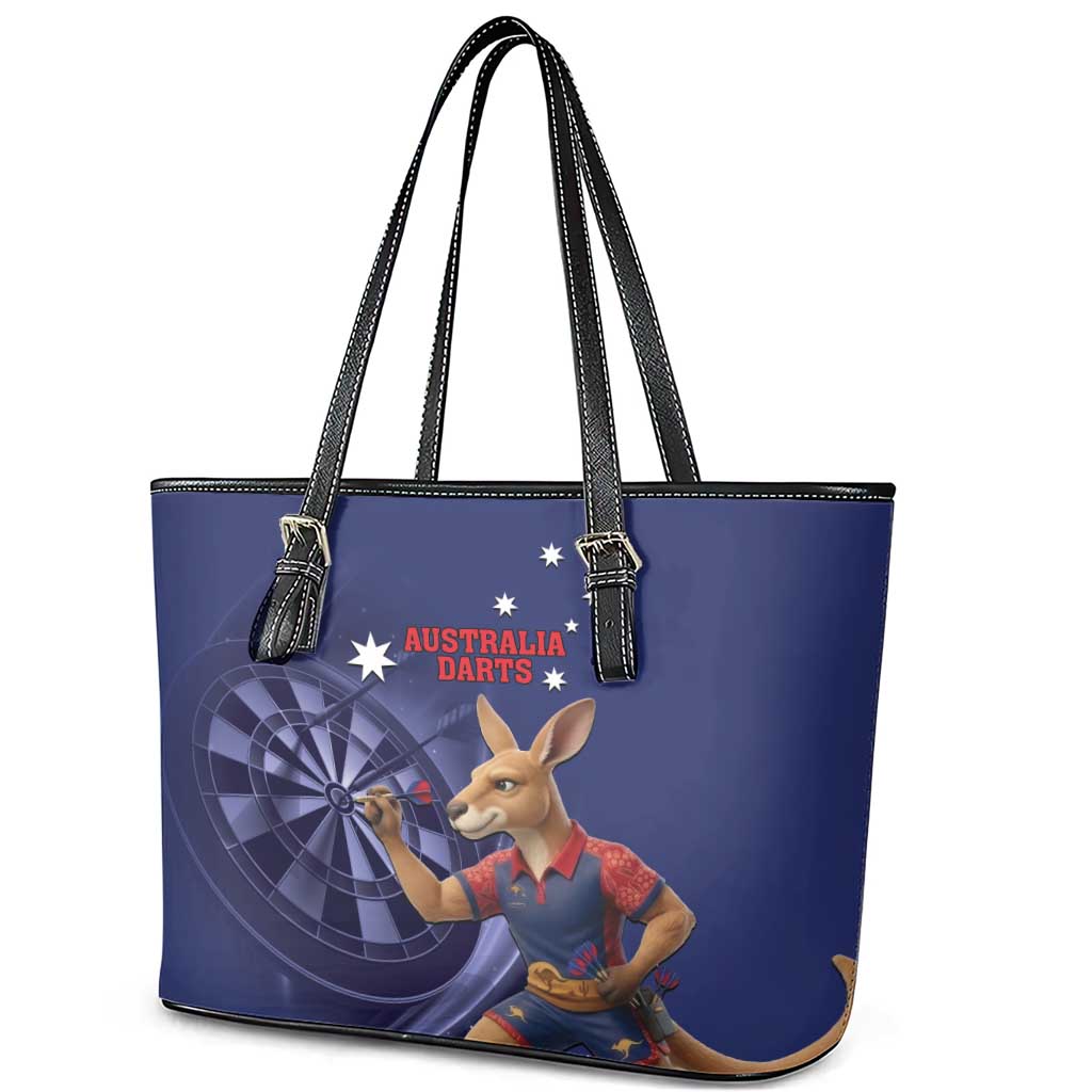 Australia Kangaroo Mascot Darts Leather Tote Bag Blue Edition