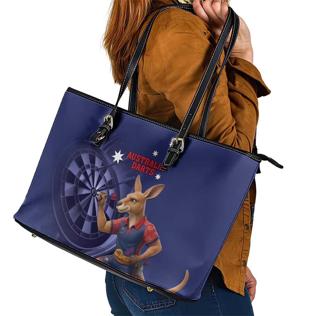 Australia Kangaroo Mascot Darts Leather Tote Bag Blue Edition