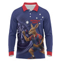 Australia Kangaroo Mascot Darts Long Sleeve Polo Shirt Blue Edition