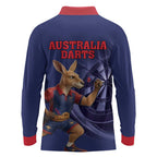 Australia Kangaroo Mascot Darts Long Sleeve Polo Shirt Blue Edition