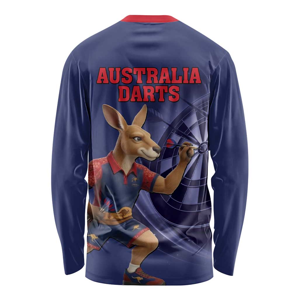 Australia Kangaroo Mascot Darts Long Sleeve Shirt Blue Edition