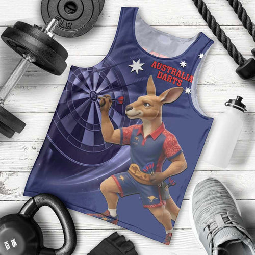 Australia Kangaroo Mascot Darts Men Tank Top Blue Edition