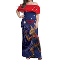 Australia Kangaroo Mascot Darts Off Shoulder Maxi Dress Blue Edition
