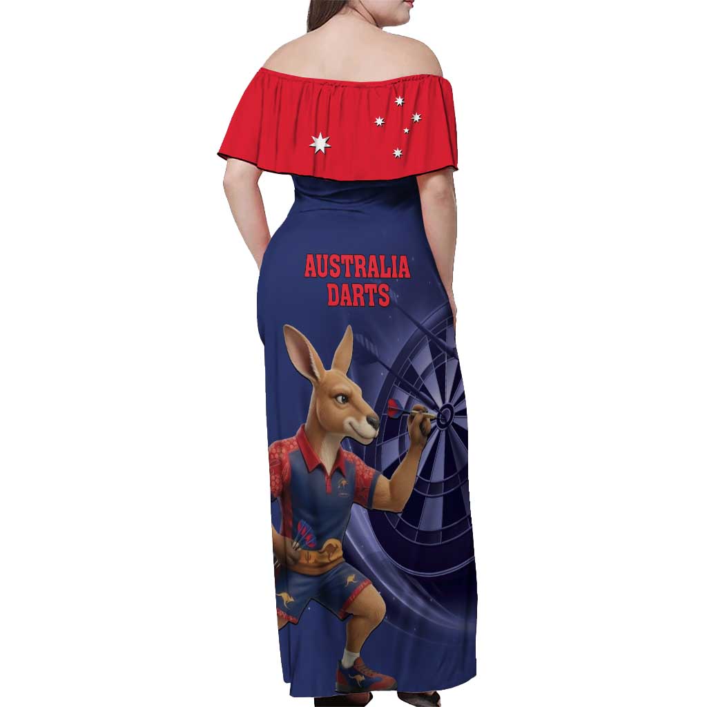 Australia Kangaroo Mascot Darts Off Shoulder Maxi Dress Blue Edition