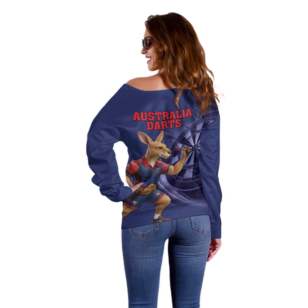 Australia Kangaroo Mascot Darts Off Shoulder Sweater Blue Edition
