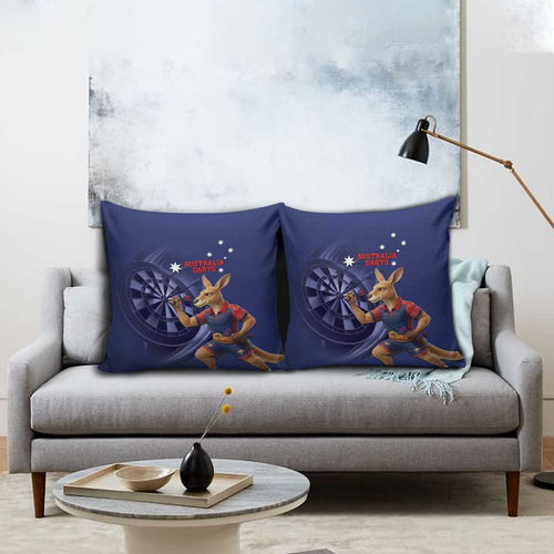 Australia Kangaroo Mascot Darts Pillow Cover Blue Edition