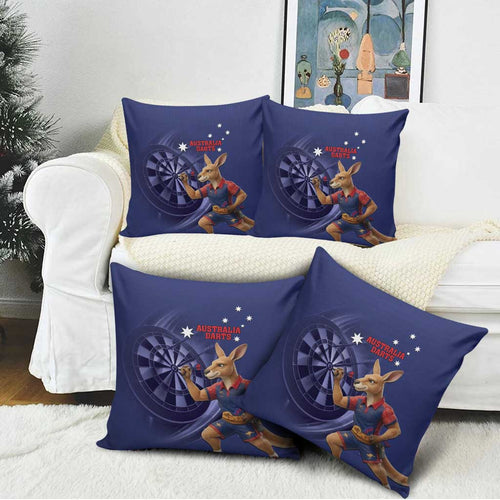Australia Kangaroo Mascot Darts Pillow Cover Blue Edition
