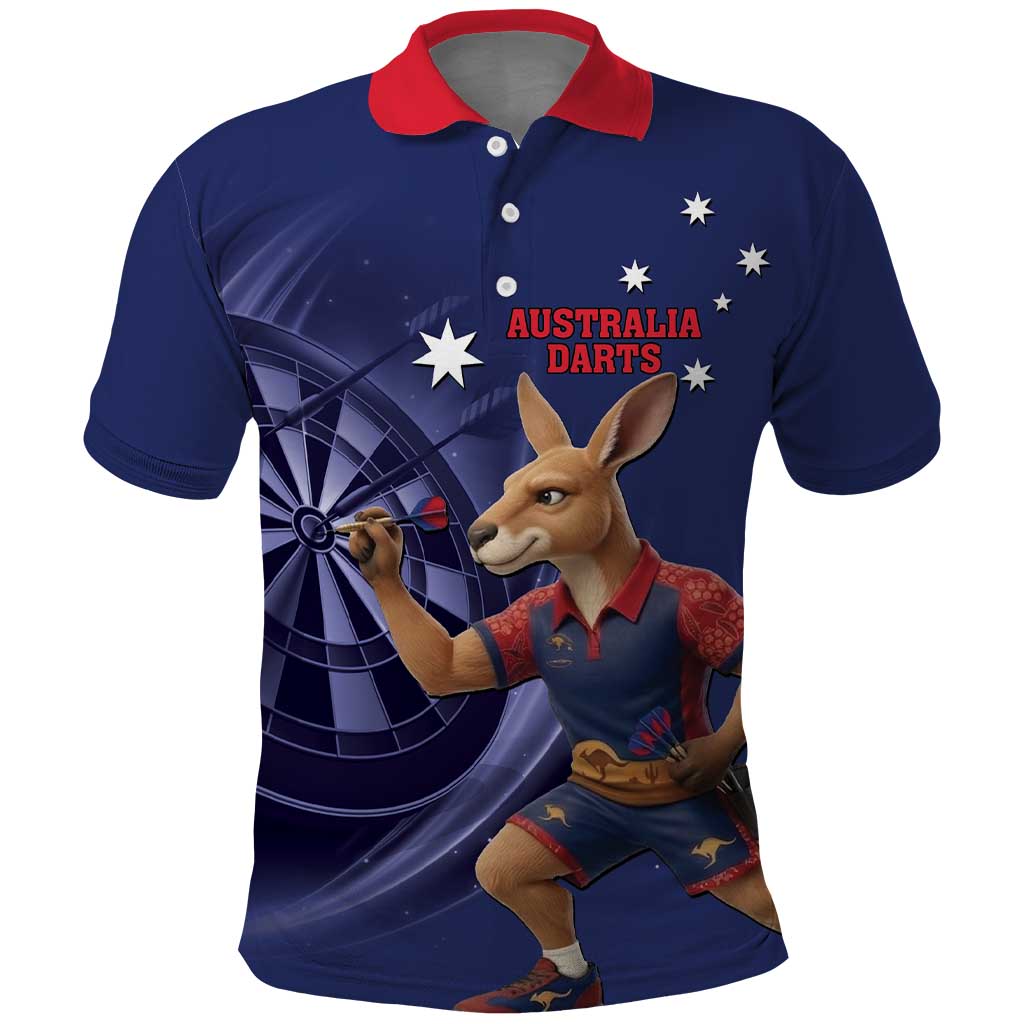 Australia Kangaroo Mascot Darts Polo Shirt Blue Edition